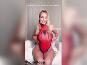 Not Sydney Sweeney plays with toy in Spiderman suit-preview